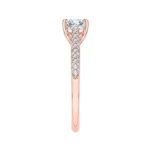 14K Rose Gold Round Cut Diamond Solitaire with Accents Engagement Ring (Semi Mount)