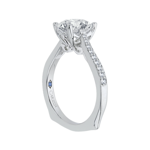 14K White Gold Round Diamond Solitaire with Accents Engagement Ring (Semi Mount)