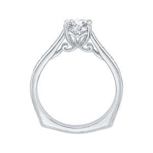 14K White Gold Round Diamond Solitaire with Accents Engagement Ring (Semi Mount)