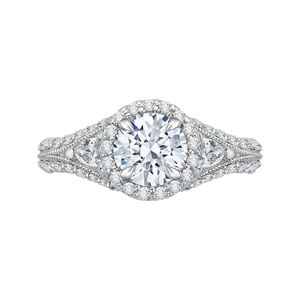 CA0041E-37W Bridal Jewelry Carizza White Gold Round Diamond Halo Engagement Rings