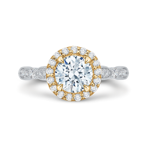 CA0042E-37WY Bridal Jewelry Carizza White Gold Rose Gold Yellow Gold Vintage Round Diamond Halo Engagement Rings