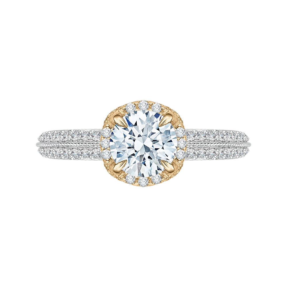 CA0045E-37WY Bridal Jewelry Carizza White Gold Rose Gold Yellow Gold Round Diamond Engagement Rings
