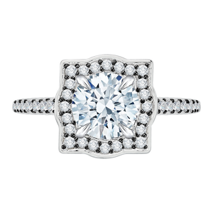 CA0047E-37WBK Bridal Jewelry Carizza White Gold Vintage Round Diamond Halo Engagement Rings