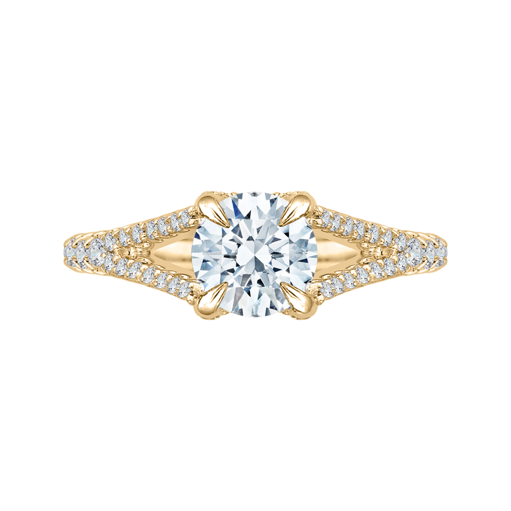 CA0048E-37 Bridal Jewelry Carizza Yellow Gold Round Diamond Engagement Rings