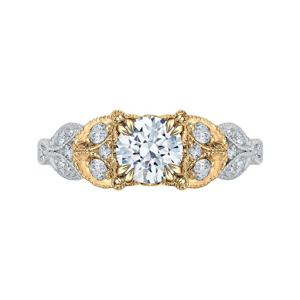 CA0049E-37WY Bridal Jewelry Carizza White Gold Rose Gold Yellow Gold Round Diamond Engagement Rings