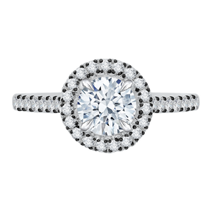 CA0050E-37WBK Bridal Jewelry Carizza White Gold Round Diamond Halo Engagement Rings