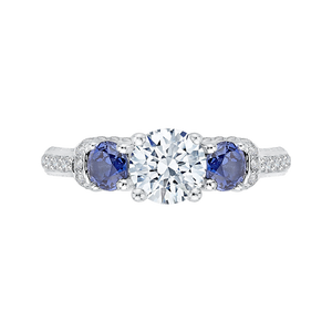 CA0056E-S37W Bridal Jewelry Carizza White Gold Round Diamond 3 Stone Engagement Rings