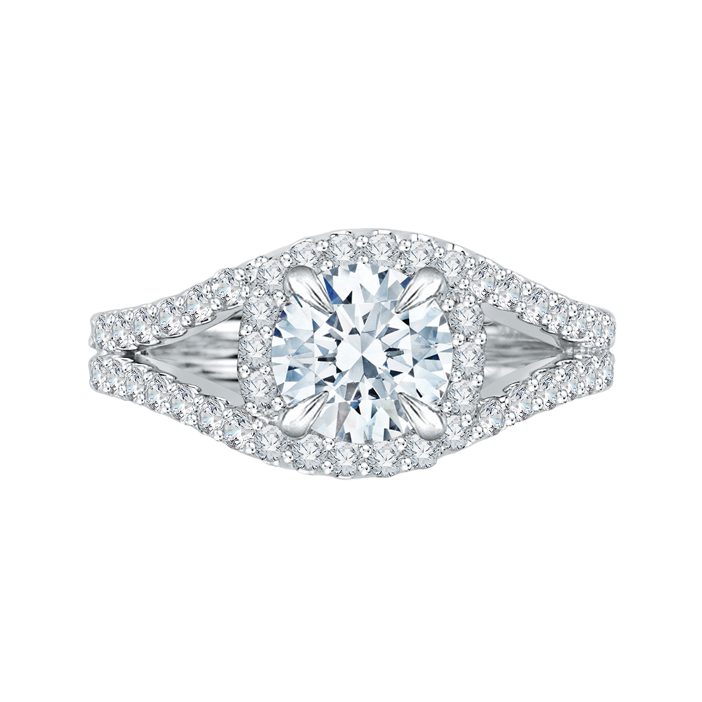 CA0057E-37W Bridal Jewelry Carizza White Gold Round Diamond Halo Engagement Rings