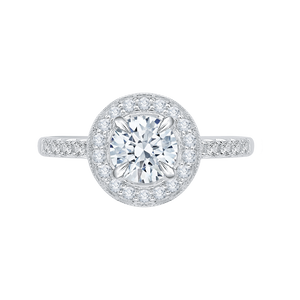 CA0058E-37W Bridal Jewelry Carizza White Gold Round Diamond Halo Engagement Rings