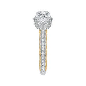 14K Two Tone Gold Round Diamond Engagement Ring with Euro Shank (Semi Mount)