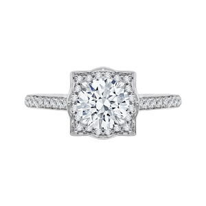 CA0091E-37W Bridal Jewelry Carizza White Gold Round Diamond Halo Engagement Rings