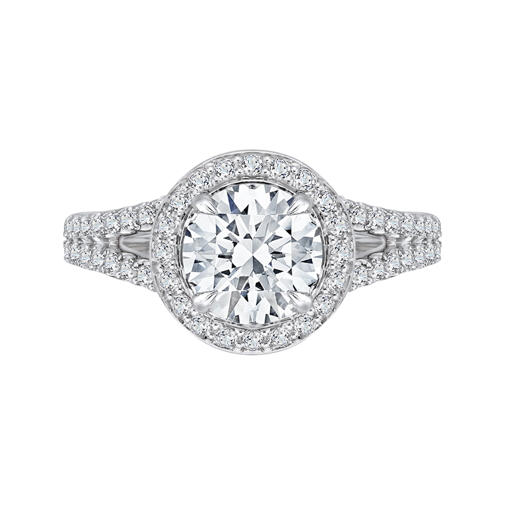 CA0093E-37W Bridal Jewelry Carizza White Gold Round Diamond Halo Engagement Rings