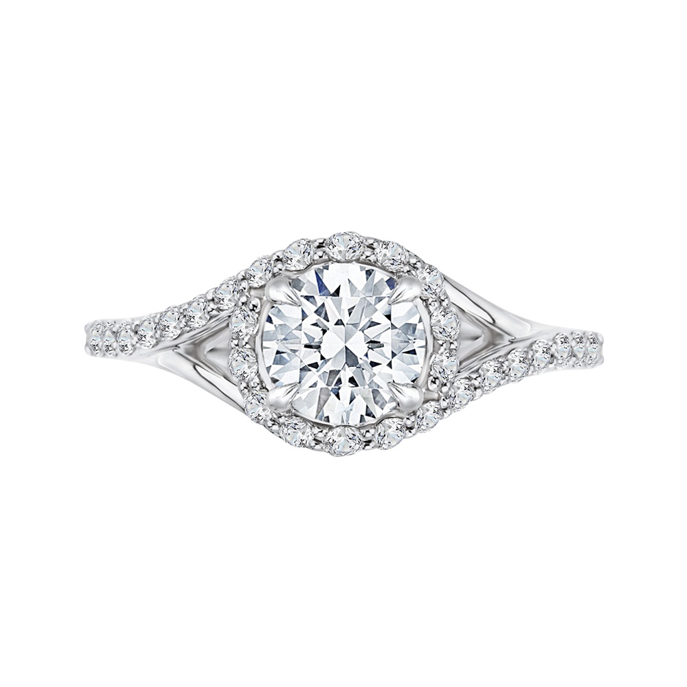 CA0095E-37W Bridal Jewelry Carizza White Gold Round Diamond Halo Engagement Rings