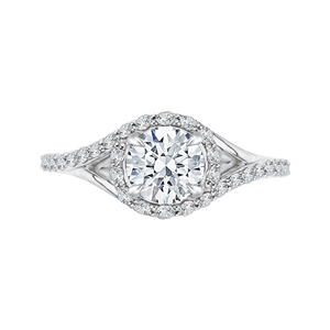 CA0095E-37W Bridal Jewelry Carizza White Gold Round Diamond Halo Engagement Rings