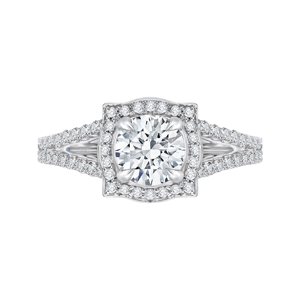 CA0100E-37W Bridal Jewelry Carizza White Gold Round Diamond Halo Engagement Rings