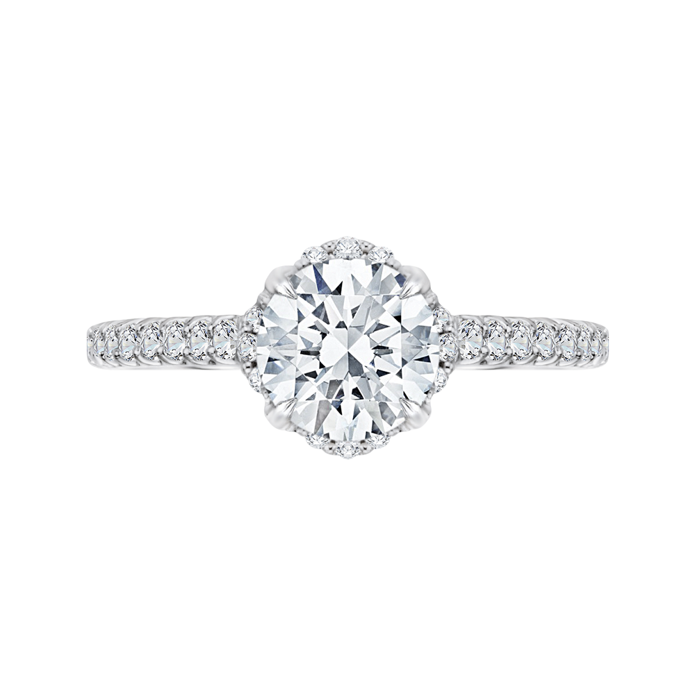 CA0102E-37W Bridal Jewelry Carizza White Gold Round Diamond Engagement Rings