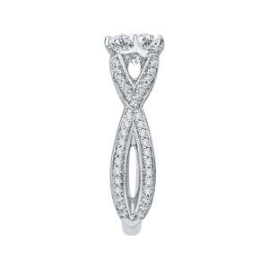 14K White Gold Split Shank Round Diamond Engagement Ring (Semi Mount)