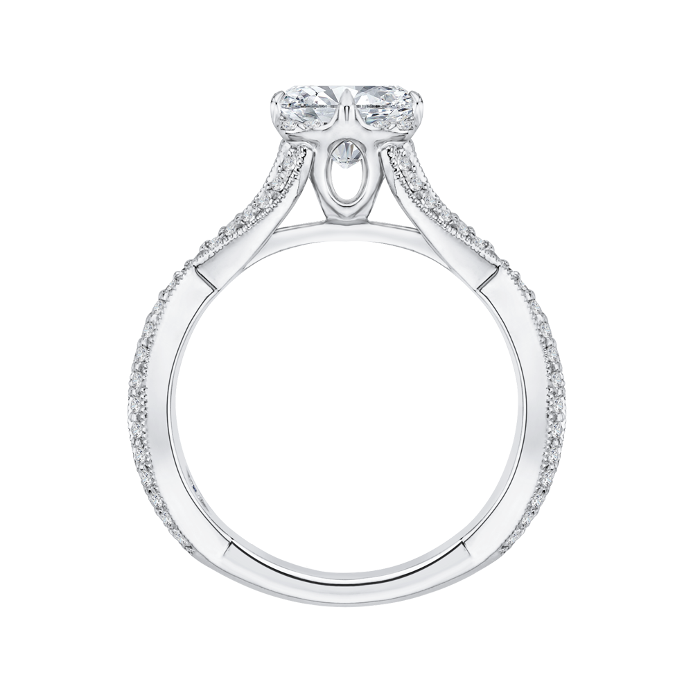 14K White Gold Split Shank Round Diamond Engagement Ring (Semi Mount)