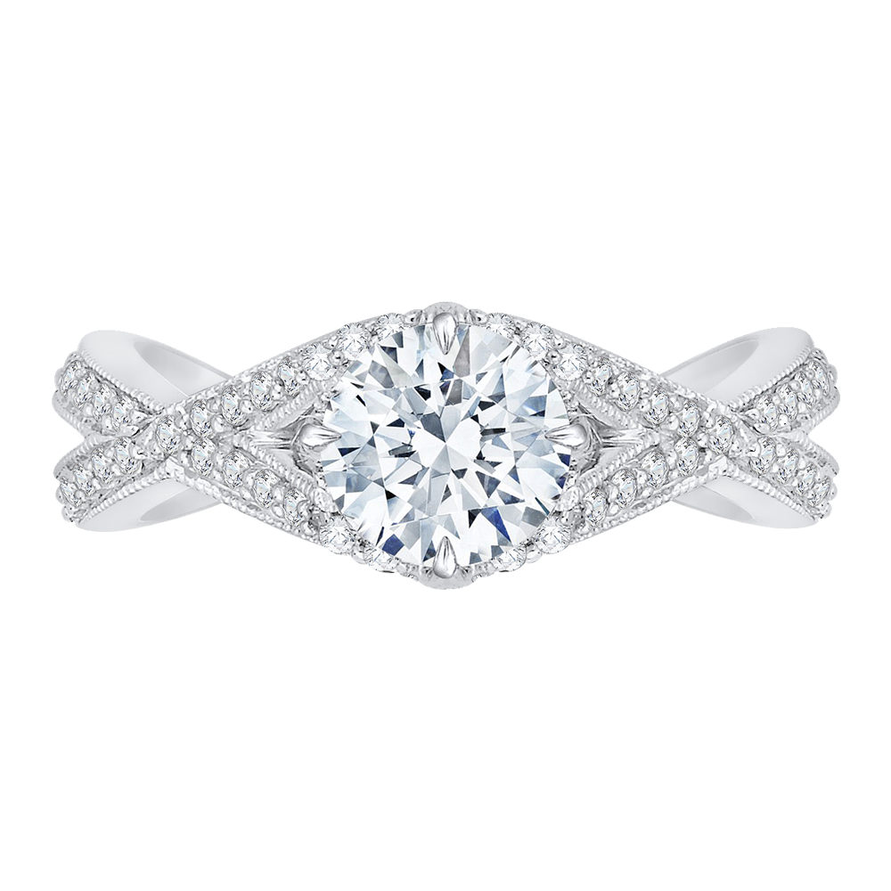 CA0105E-37W Bridal Jewelry Carizza White Gold Round Diamond Engagement Rings