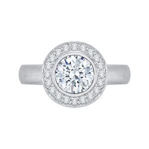 CA0107E-37W Bridal Jewelry Carizza White Gold Round Diamond Halo Engagement Rings