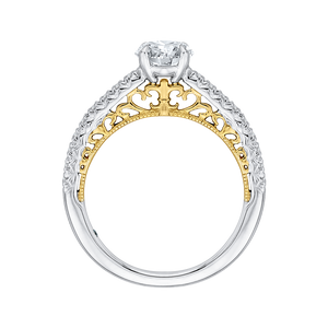 Round Diamond Engagement Ring In 14K Two Tone Gold (Semi Mount)