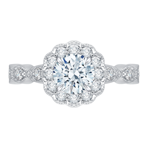 CA0113E-37W-1.00 Bridal Jewelry Carizza White Gold Round Diamond Halo Engagement Rings