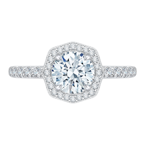 CA0114E-37W Bridal Jewelry Carizza White Gold Round Diamond Halo Engagement Rings