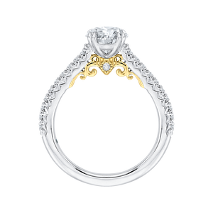 Round Cut Diamond Engagement Ring In 14K Two Tone Gold (Semi Mount)