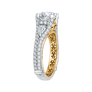 14K Two Tone Gold Round Diamond Engagement Ring with Split Shank (Semi Mount)