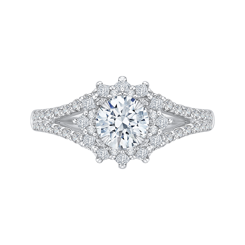 CA0129E-37W Bridal Jewelry Carizza White Gold Round Diamond Halo Engagement Rings