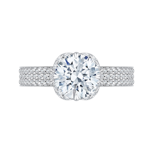 CA0133EQ-37W-1.50 Bridal Jewelry Carizza White Gold Round Diamond Engagement Rings