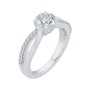 Round Diamond Engagement Ring with Split Shank In 14K White Gold (Semi Mount)