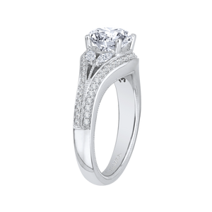14K White Gold Round Diamond Engagement Ring with Split Shank (Semi Mount)