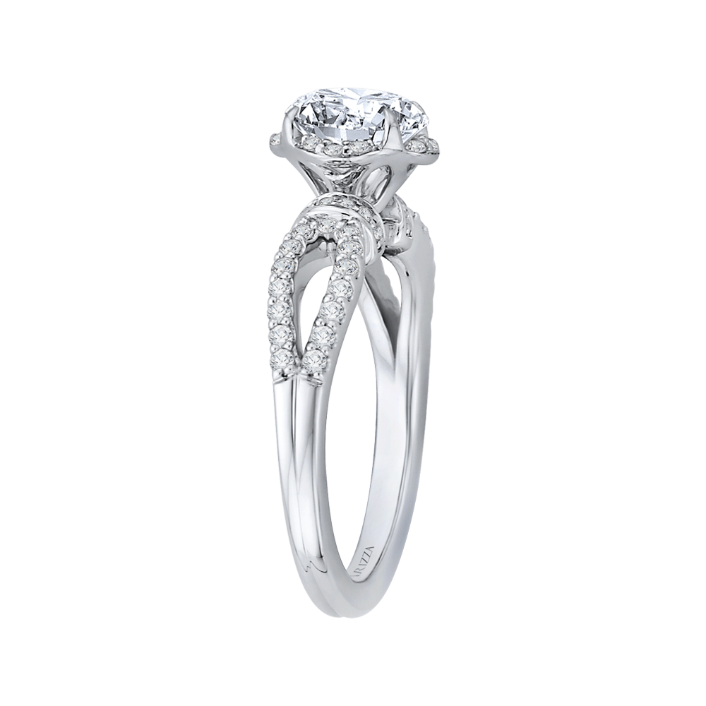 Round Diamond Engagement Ring with Split Shank In 14K White Gold (Semi Mount)