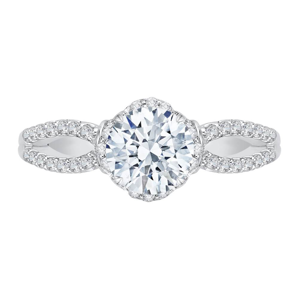 CA0146E-37W Bridal Jewelry Carizza White Gold Round Diamond Engagement Rings