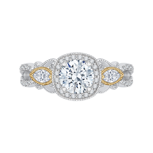 CA0148EH-37WY Bridal Jewelry Carizza White Gold Rose Gold Yellow Gold Round Diamond Halo Engagement Rings