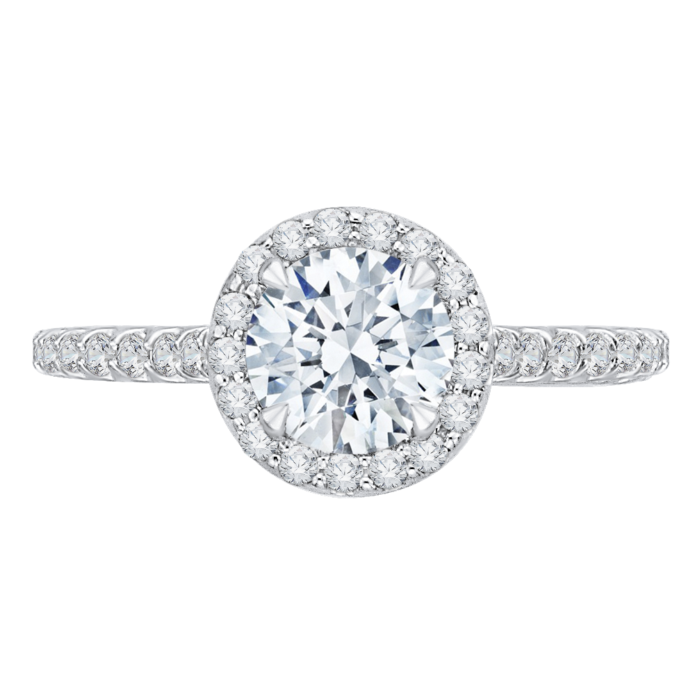 CA0153EQ-37W Bridal Jewelry Carizza White Gold Round Diamond Halo Engagement Rings