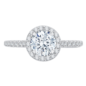 CA0153EQ-37W Bridal Jewelry Carizza White Gold Round Diamond Halo Engagement Rings