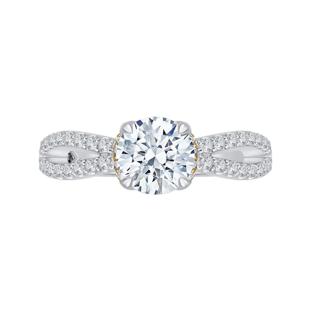 CA0154EH-37WY Bridal Jewelry Carizza White Gold Rose Gold Yellow Gold Round Diamond Engagement Rings