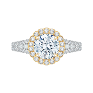 CA0156EYLH-37WY-1.5 Bridal Jewelry Carizza White Gold Rose Gold Yellow Gold Round Diamond Halo Engagement Rings