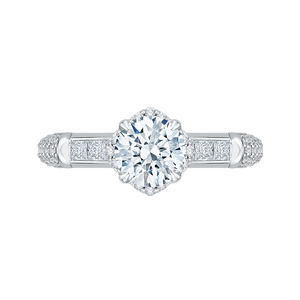 CA0157EQ-37W Bridal Jewelry Carizza White Gold Round Diamond Engagement Rings