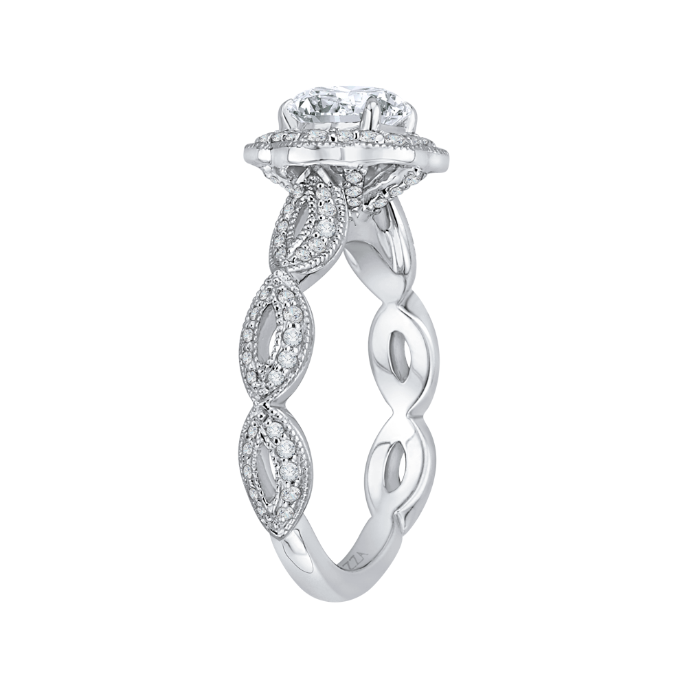 Round Diamond Engagement Ring In 14K White Gold (Semi Mount)
