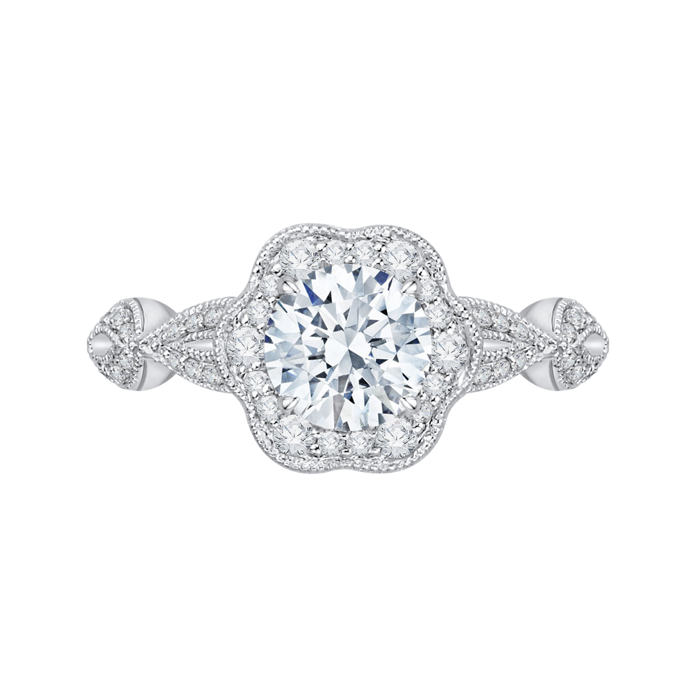 CA0160EQ-37W Bridal Jewelry Carizza White Gold Round Diamond Engagement Rings