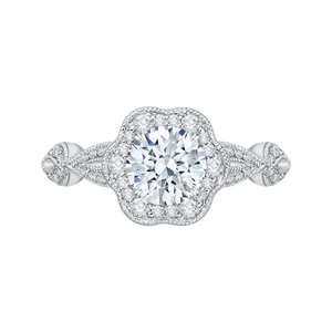 CA0160EQ-37W Bridal Jewelry Carizza White Gold Round Diamond Engagement Rings