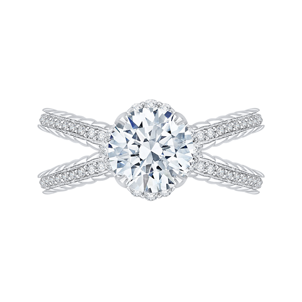 CA0164EQ-37W-1.50 Bridal Jewelry Carizza White Gold Round Diamond Engagement Rings