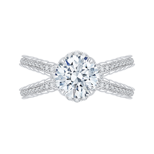 CA0164EQ-37W-1.50 Bridal Jewelry Carizza White Gold Round Diamond Engagement Rings