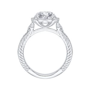 14K White Gold Round Cut Diamond Halo Engagement Ring (Semi Mount)