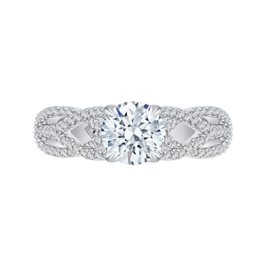 CA0167EQ-37W Bridal Jewelry Carizza White Gold Round Diamond Engagement Rings