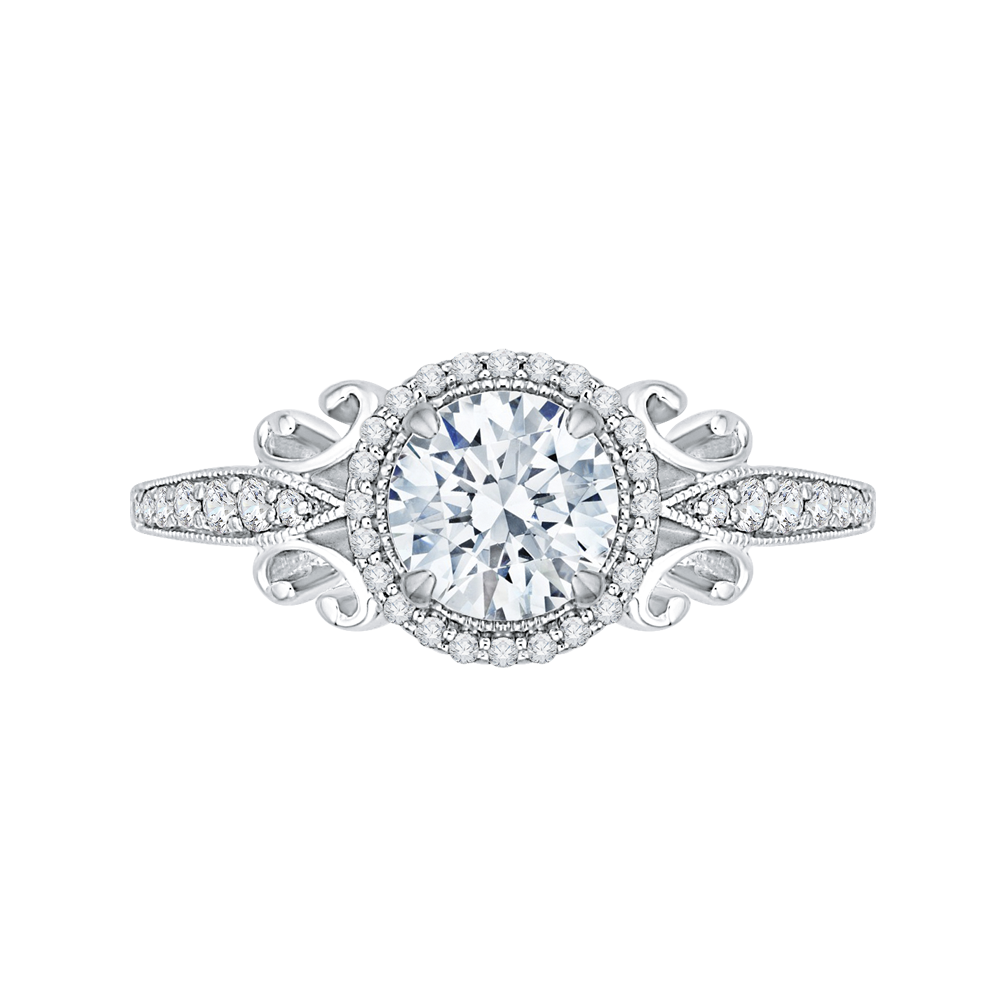 CA0181EH-37W Bridal Jewelry Carizza White Gold Round Diamond Halo Engagement Rings
