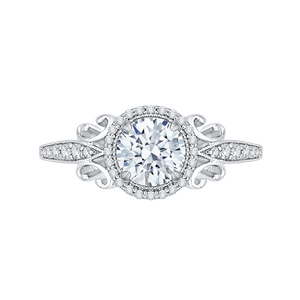 CA0181EH-37W Bridal Jewelry Carizza White Gold Round Diamond Halo Engagement Rings